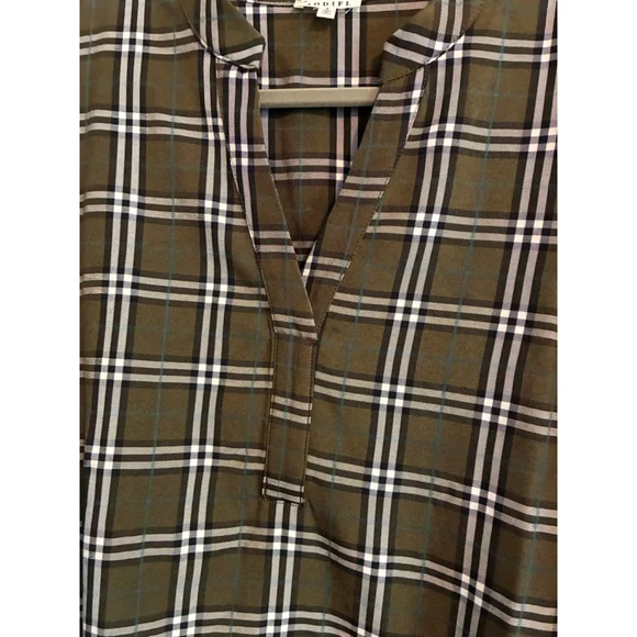 0247 NWOT Size Small **Jodifil** Green Plaid Shirt Dress. - Picture 6 of 14